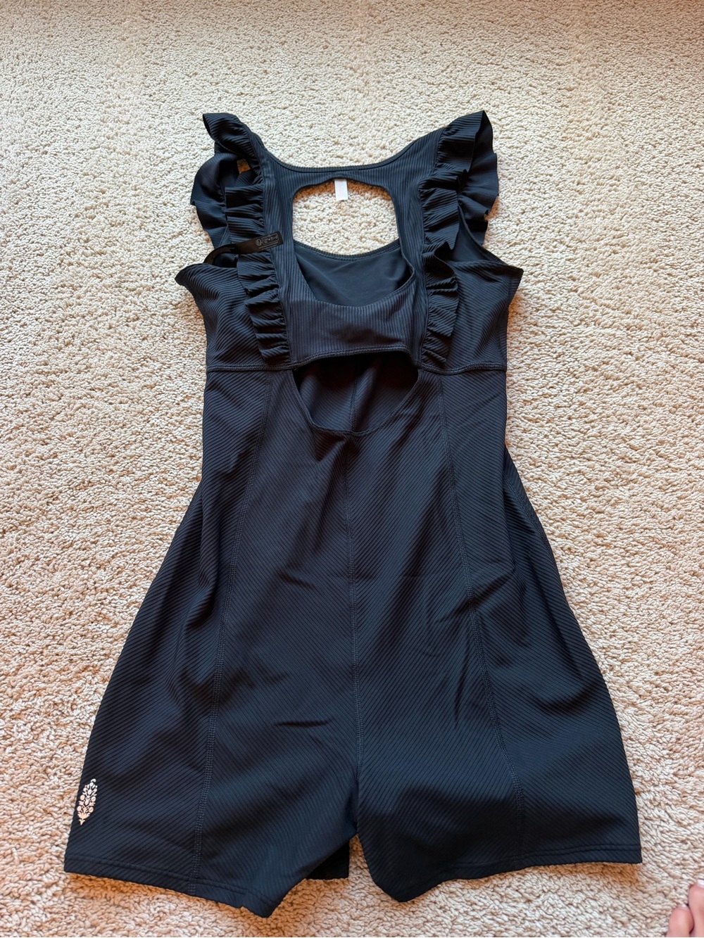 FP Movement by Free People Women's Black Ruffle Me up Shortsie Romper - Picture 5 of 5